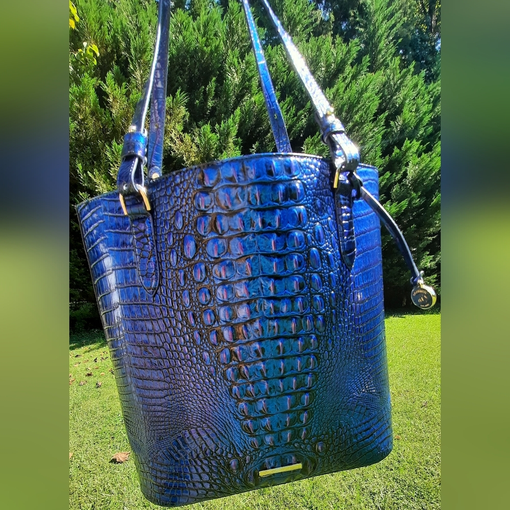 Electric Blue Crocodile-Embossed Women's Bag